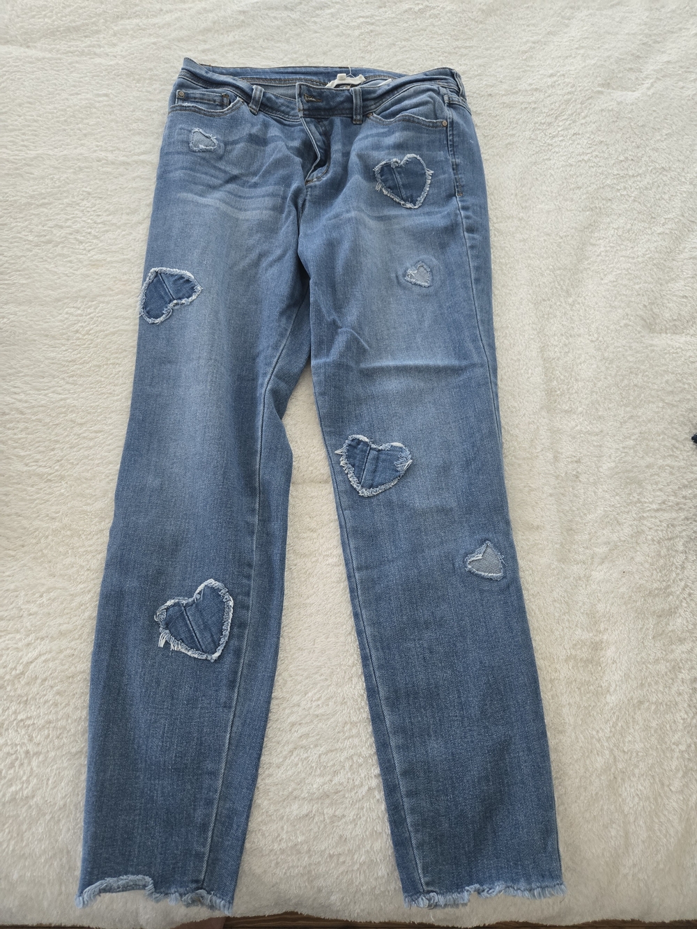 Workshop Republic Clothing Blue Straight-Leg Jeans with Heart Patch Details